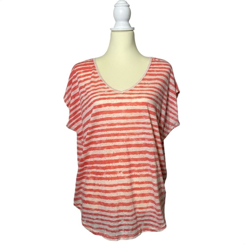 Free People We The Free Red & White Striped Short Sleeve Tee Women's Size Small